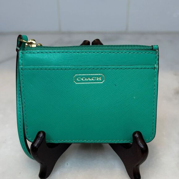 Coach Saffiano Leather Card Holder Key Chain Wallet - Picture 2 of 16